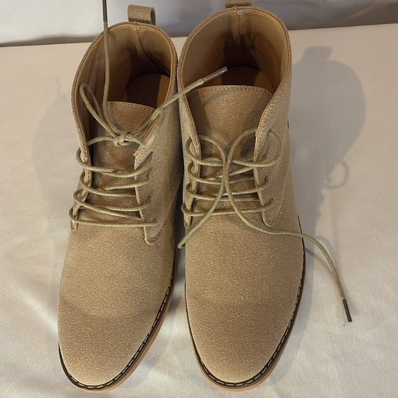 NWOT beige faux suede classic high top pointed toe front lace up corpcore shoes - Picture 12 of 12